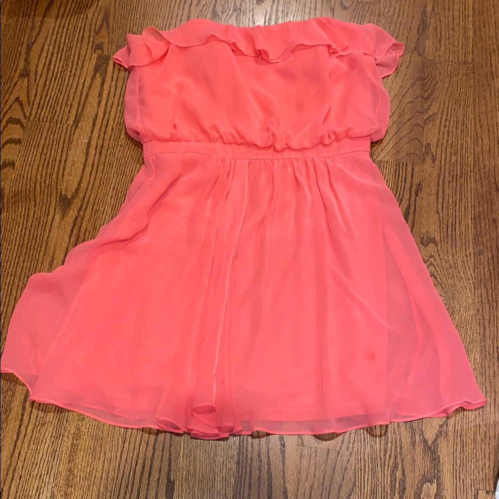 Coral Pink Ruffled Dress
